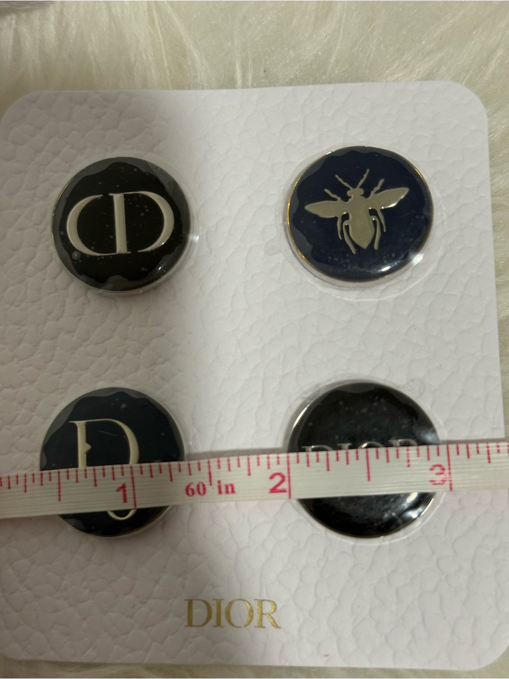 Christian Dior Beauty 4 Round Enamel Logo Buttons / Lapel Pins - Picture 8 of 8
